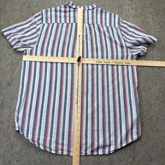 Chubbies Button-Down Shirt Men L Blue Red Striped Friday Short Sleeve - Picture 8 of 12